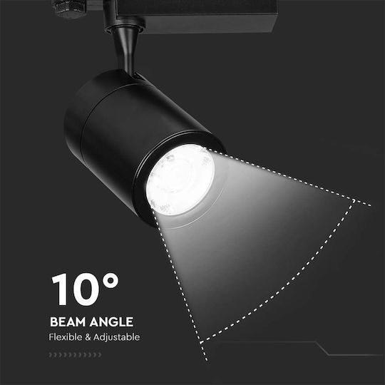 V-TAC Μονό LED Ψυχρό Λευκό Σποτ σε Μαύρο Χρώμα