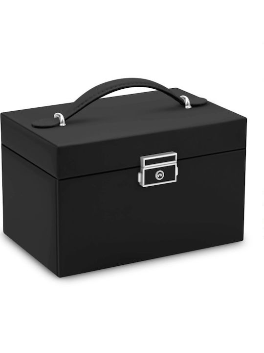 Go Clever Κουτί Κοσμημάτων από Δερματίνη Μαύρη 18.6x14.8x11cm
