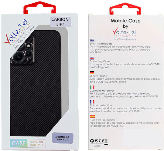 Volte-Tel Carbon Lift Umschlag Rückseite Silikon Schwarz (Redmi Note 12 4G)