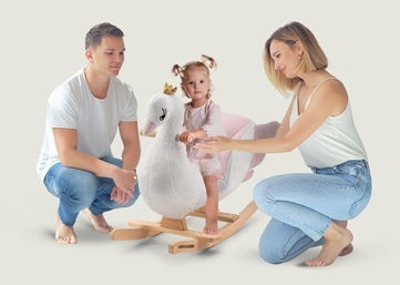 Wellgro Fabric Rocking Toy Swan with Max Load Capacity 40kg Pink