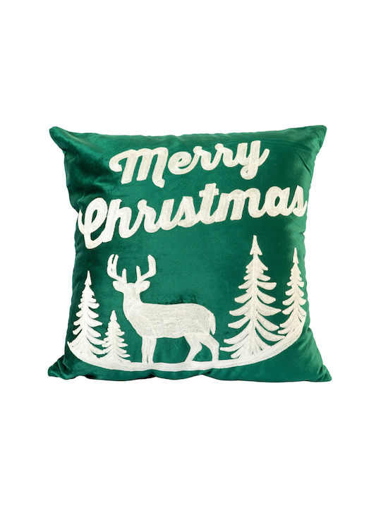 Ilis Home Коледна Декоративна Калъфка Квадратна Зелен 45x45cm