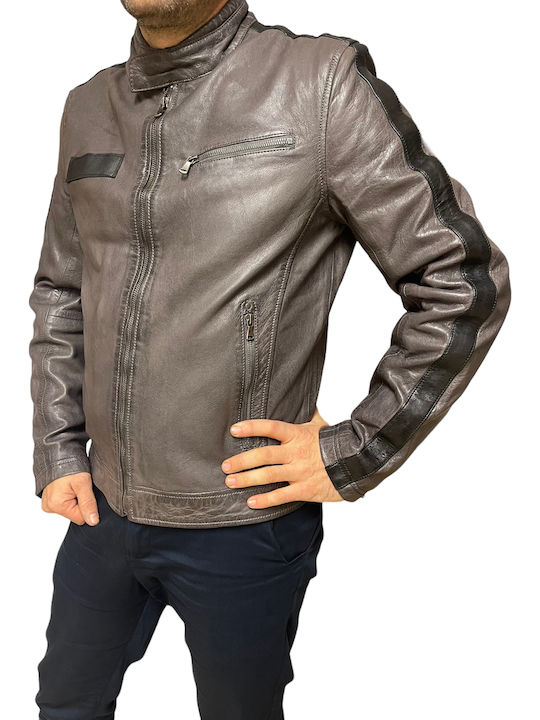 Leather Jacket Biker Charcoal