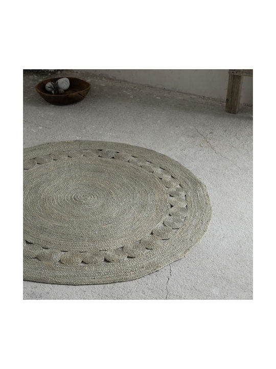 Nima Makrame Rug Round Summer from Jute Light Gray