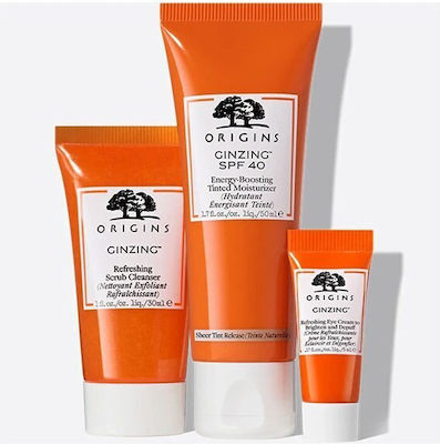 Origins Brightening Origins Brilliant Bests Ginzing Trio To Refresh & Illuminate Suitable for All Skin Types with Body Scrub / Sunscreen / Eye Cream 50ml