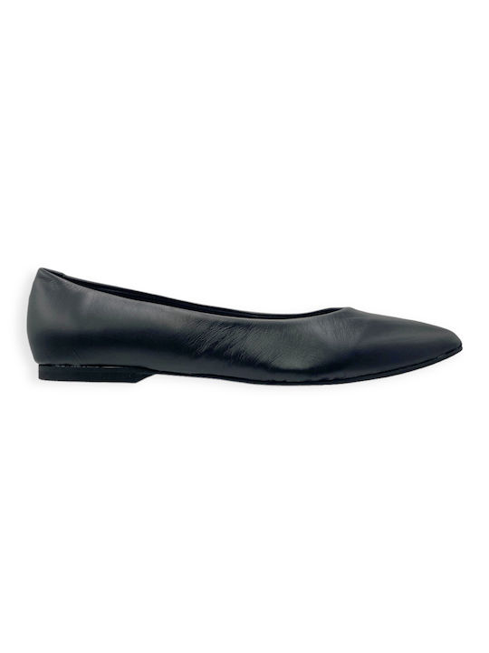 Fashion Beads Leather Ballerinas Black