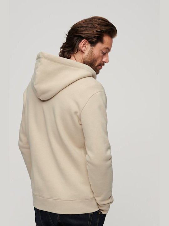 Superdry 'essential Logo Men's Sweatshirt Jacket with Hood and Pockets Beige
