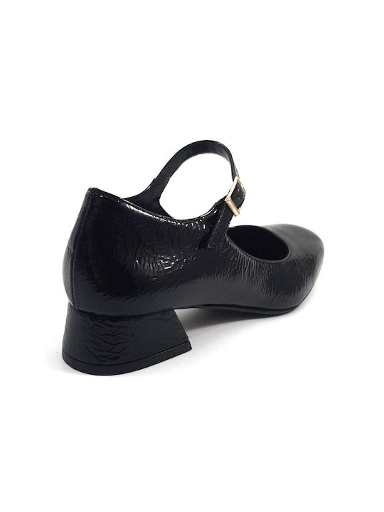 Pegabo Patent Leather Black Heels with Strap