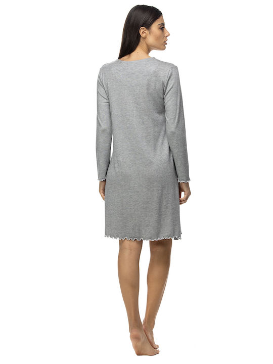 Koyote Winter Satin Women's Nightdress Grey