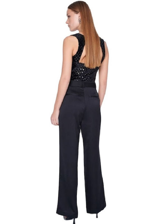 Ale - The Non Usual Casual Women's Fabric Trousers Black