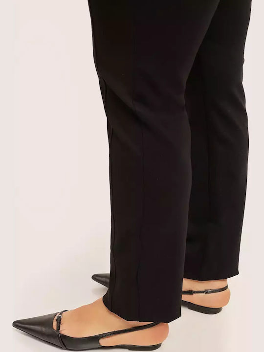 Women's Fabric Trousers with Elastic Black