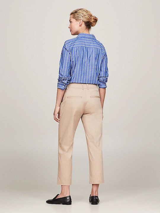 Tommy Hilfiger Γυναικείο Υφασμάτινο Παντελόνι σε Slim Εφαρμογή Μπεζ