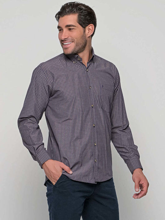 Long-sleeved Shirt Checked Brown-blue