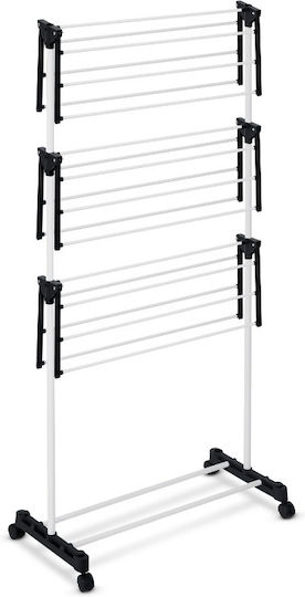 Massido Folding Floor Clothes Drying Rack Metallic with Wheels with Hanging Length 15m