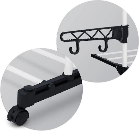 Massido Folding Floor Clothes Drying Rack Metallic with Wheels with Hanging Length 15m