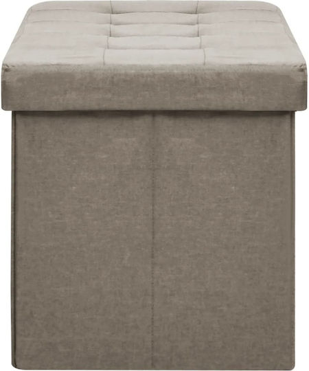 Stool For Living Room Collapsible With Storage Space Upholstered with Fabric Bench Τaupe 110x38x38cm