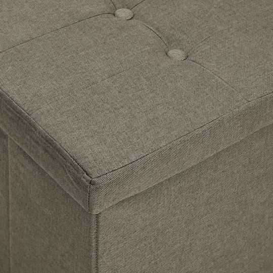 Stool For Living Room Collapsible With Storage Space Upholstered with Fabric Bench Τaupe 110x38x38cm