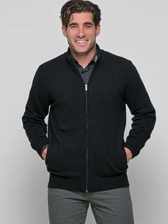 Bradley Men's Knitted Cardigan with Zipper Black.