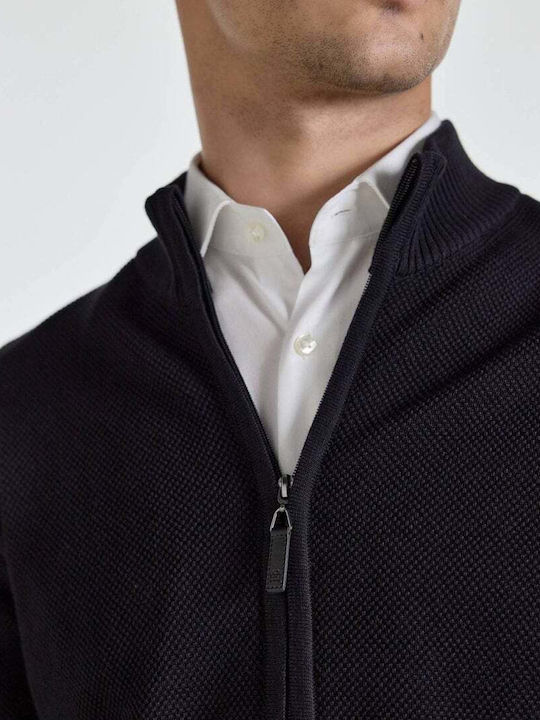 Monte Napoleone Men's Cardigan with Zipper Black