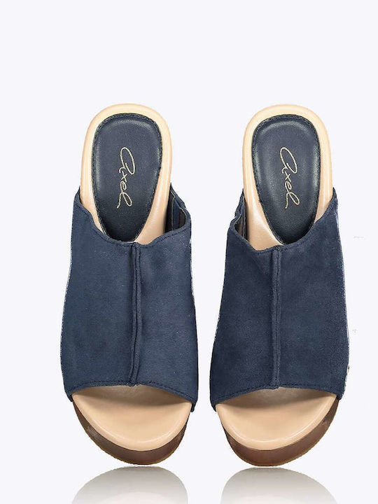 Axel Chunky Heel Mules Blue