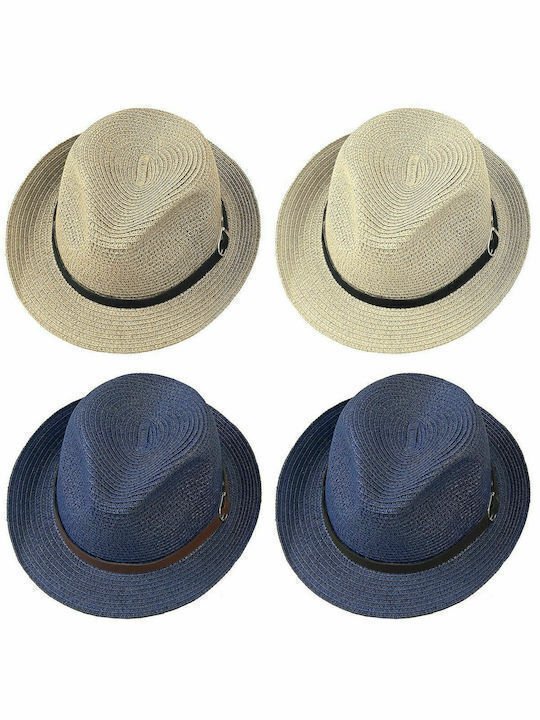 Summertiempo Frauen Rattangeflecht Hut Fedora Braun