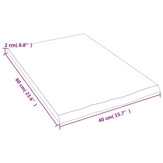 vidaXL Waschtisch ohne Waschbecken L40xB60xH2cm Raw solid wood