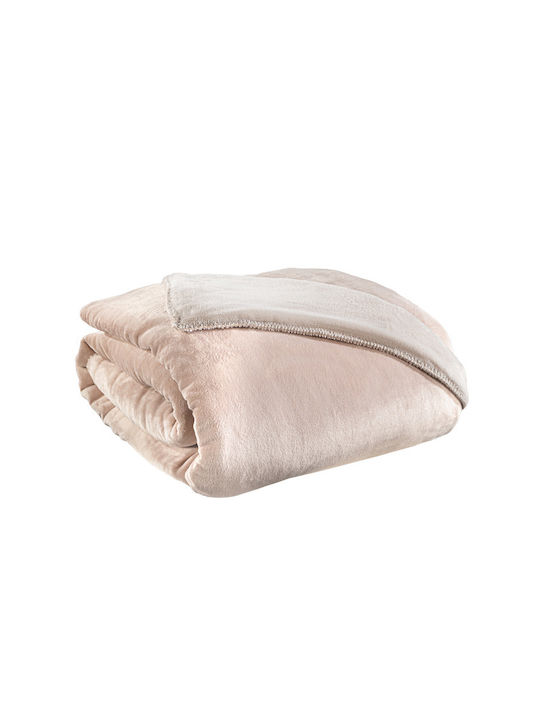 Guy Laroche Velvet Blanket Set Fleece Single 160x240cm Pink