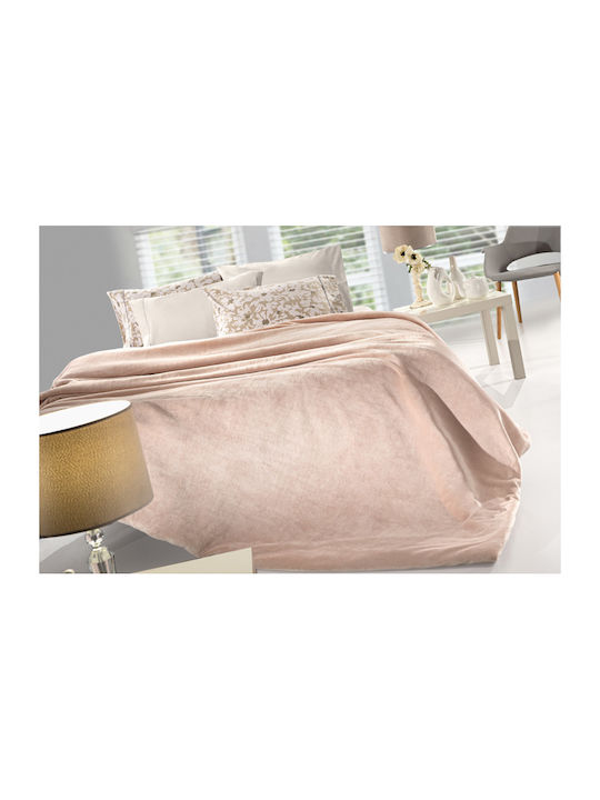 Guy Laroche Velvet Blanket Set Fleece Single 160x240cm Pink