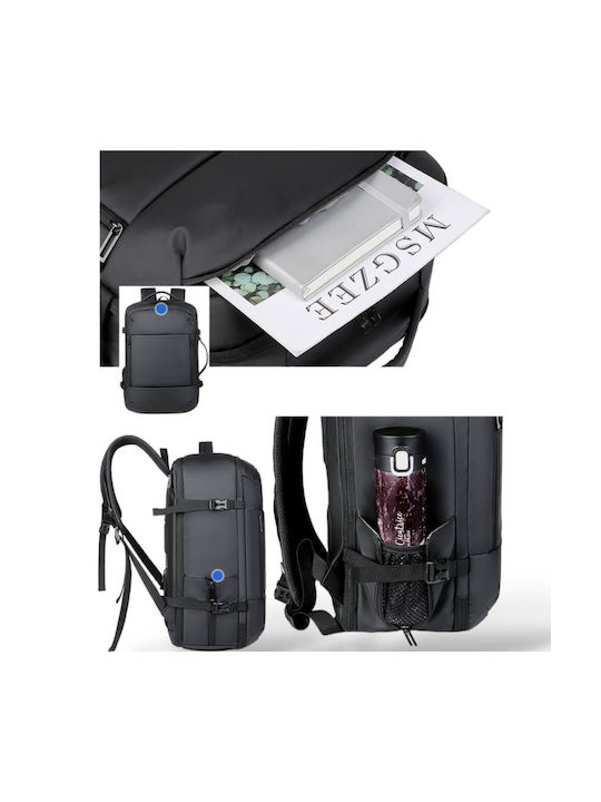 Playbags Υφασμάτινο Σακίδιο Πλάτης Αδιάβροχο με Θύρα USB Μαύρο 40lt