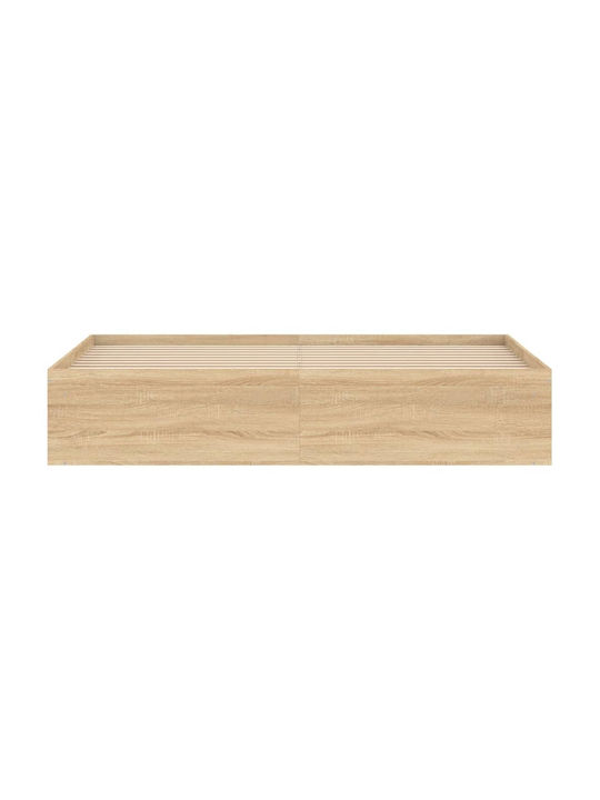 Suport Pat King Size Din Lemn Masiv Bej Cu Plăci Pentru Saltea 180x200cm