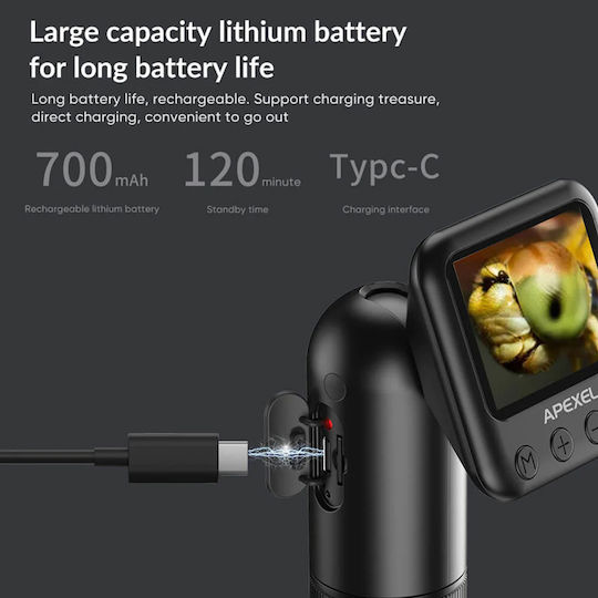 Apexel APL-MS008 Digital with Monitor Microscope USB 400x800x, LED, 720p/2MP