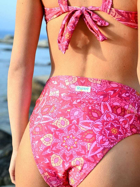 Bikini-Set Hohe Taille Fuchsie