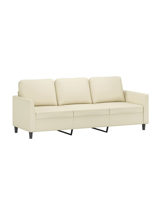 Three-Seater Artificial Leather Beige 200x77x80 cm