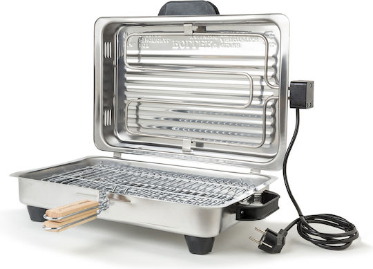 Roller Kappatos Tabletop Electric Grill Grill 1200W Inox with Lid 38cmx24.5cmcm
