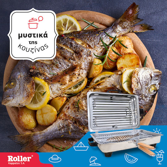 Roller Kappatos Tabletop Grătar Electric Grătar 1200W Grătare electrice cu Capac 38bucx24.5buccm