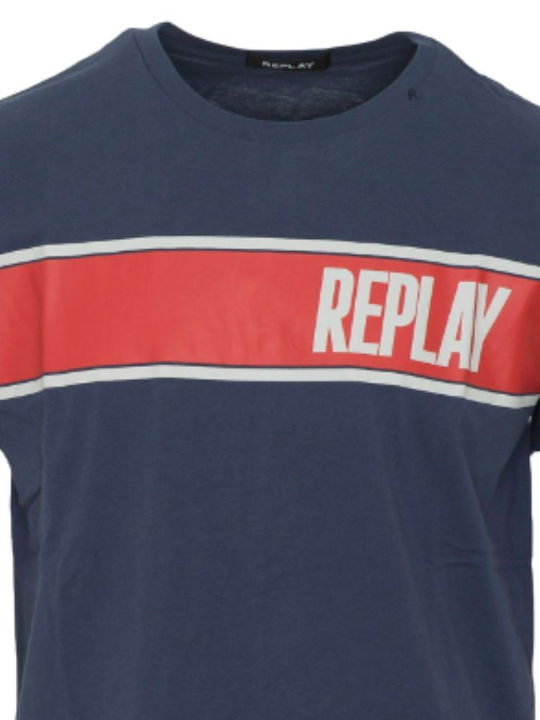 Replay T-shirt Bărbătesc cu Mânecă Scurtă BLUE