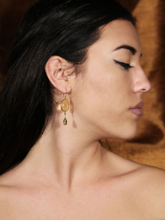 Theodora's Jewellery Earrings made of Silver Gold Plated with Stones Yellow Theodora's Jewellery Earrings made of Silver Gold Plated with Stones Yellow
