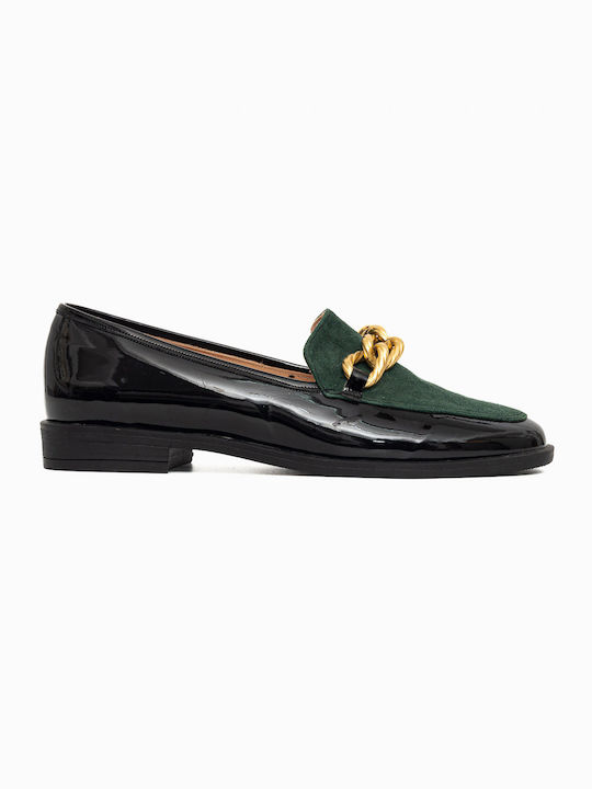 Politis shoes Leather Women's Moccasins in Green Color