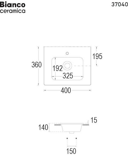 Bianco Ceramica Flat Aufgesetztes Waschbecken Porzellan 40x36x14cm Bianco Ceramica