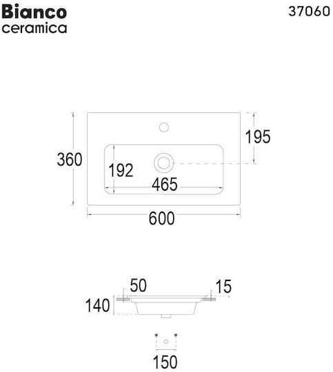 Bianco Ceramica Flat Aufgesetztes Waschbecken Porzellan 60x36x14cm Bianco Ceramica