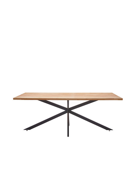 Dryopis Table Dining Room Wooden with Metal Frame Natural/Black 200x100x75cm