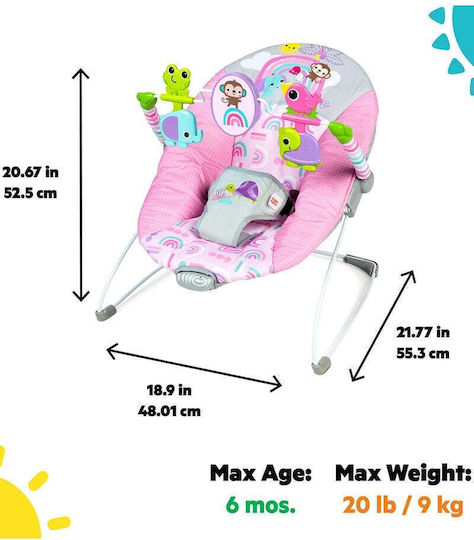 Bright Starts Elektrisch Baby Relax Paradise mit Vibration Pink Paradise für Kind bis 9kg