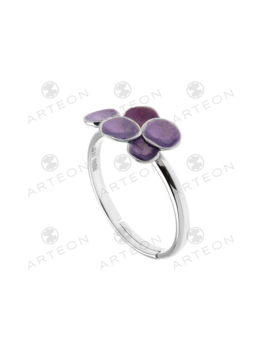 Arteon Women's Silver Ring with Stone & Enamel