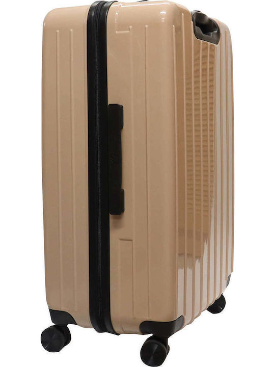 Y Not? Medium Hard Beige Travel Suitcase with 4 Wheels Height 62cm