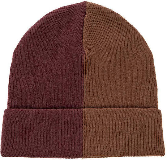 Duo Tone Beanie Unisex Knitted Beanie in Brown Color