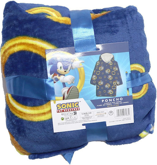 Sega Κουβέρτα Fleece Sonic The Hedgehog Cozy Plush Polar Blanket Poncho Μπλε 60x72εκ.