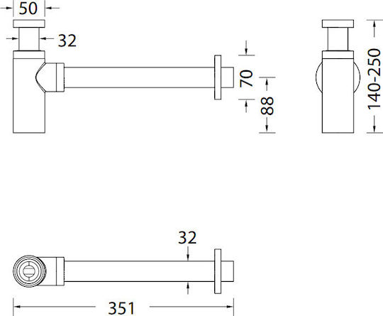 La Torre Kupfer Siphon Spülbecken Bronze