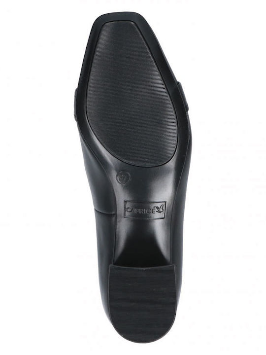 Leather Pointed Toe Black Medium Heels