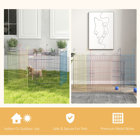 Pawhut Metallic Dog Park with 6 Panels 120x120x60cm Multicolour