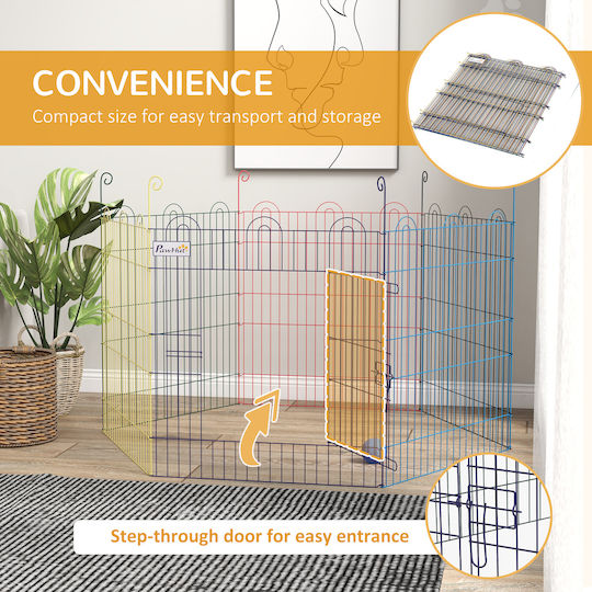 Pawhut Metallic Dog Park with 6 Panels 120x120x60cm Multicolour