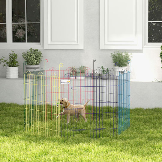 Pawhut Metallic Dog Park with 6 Panels 120x120x60cm Multicolour